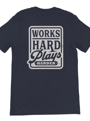 Works Hard Plays Harder Navy Men's Cotton T-Shirt