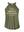 Woman's green halter tank top reading 