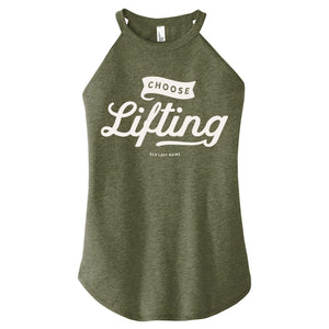 Green tank top with 'Choose Lifting' text on a white background