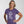 Woman in over 40 wearing Lift More Age Less unisex trible t-shirt in purple from Old Lady Gains, strength-focused apparel.