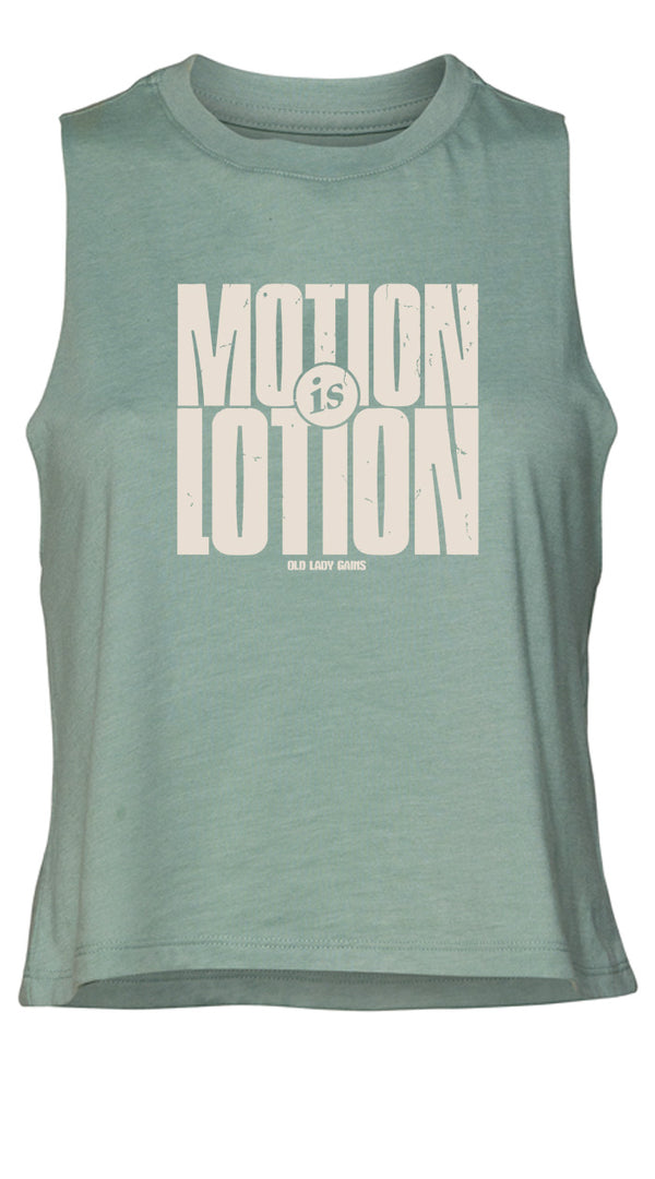 Motion is Lotion Crop Tank