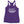 Product view of a purple racerback tank with printed 