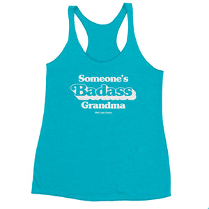 old lady gains teal racerback printed in white someone's badass grandma