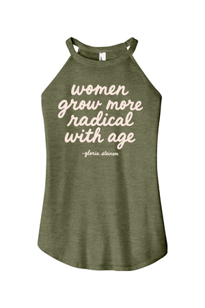 Green tank top with motivational quote for feminist on a white background