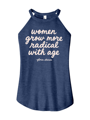 Green tank top with motivational feminist quote on a white background